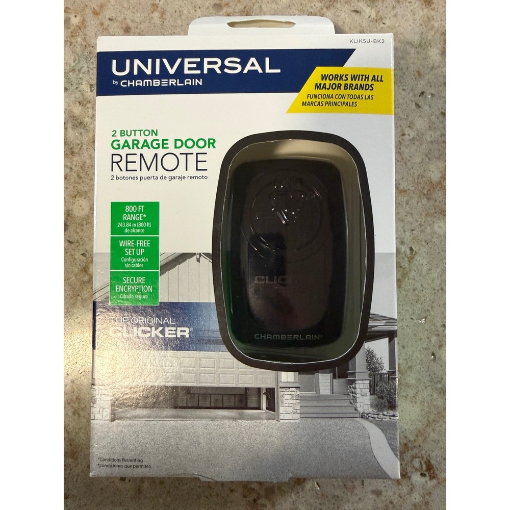 Chamberlain Universal 2 Button Garage Door Remote Clicker Black KLIK5U-BK2